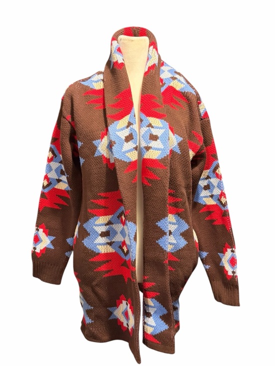 Lucky Brand Sweaters - Lucky Brand Southwestern Aztec Geometric Pattern Open Front Sweater Shawl Collar